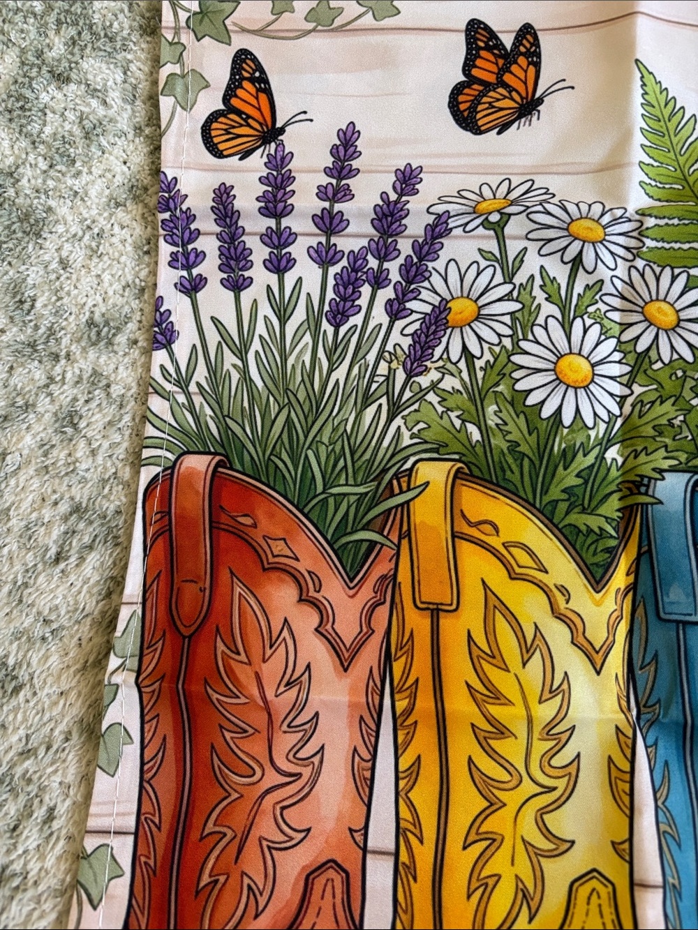 Welcome Western Santa Fe Multicolor Cowboy Boots Sm Garden Flag NWT 11.5x17.75” - Picture 5 of 16
